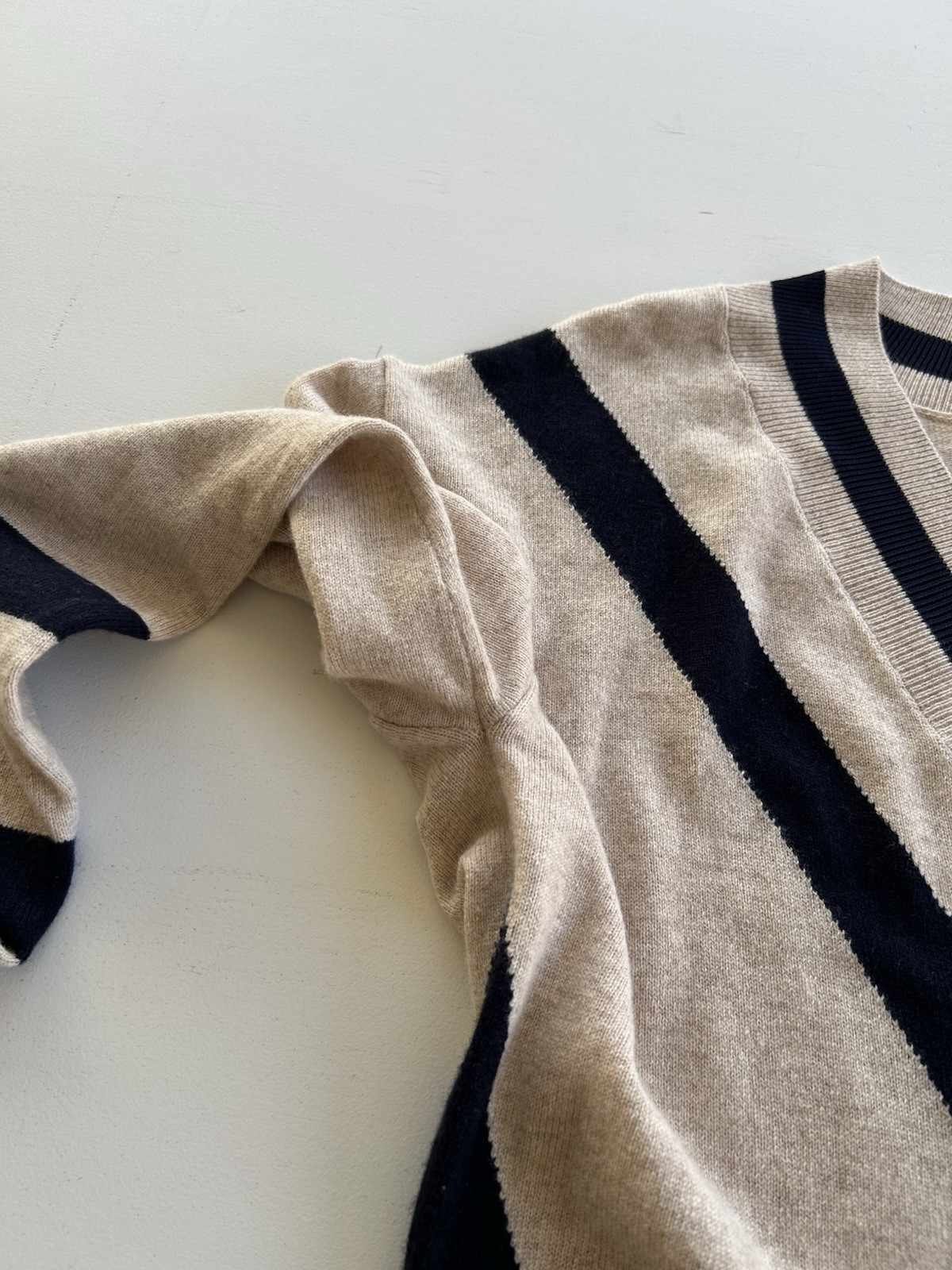 Ted Baker Knit Wool Cashmere Blend Sweater Dress Chevron Tan Navy Women’s Size 3