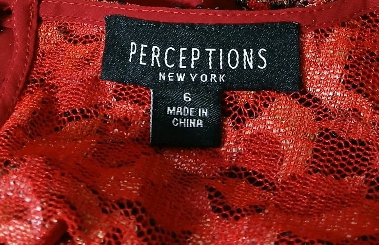 Perceptions New York Shift Dress Size 6 Lace Top Cropped Bell Cuff Sleeves Lined
