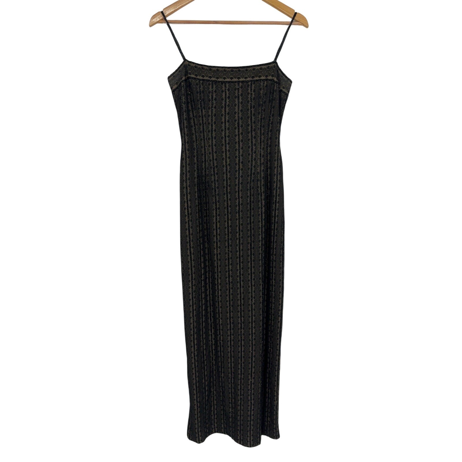 Carmen Marc Valvo Beaded Column Maxi Dress Womens 4 Vintage 90s Glam Formal