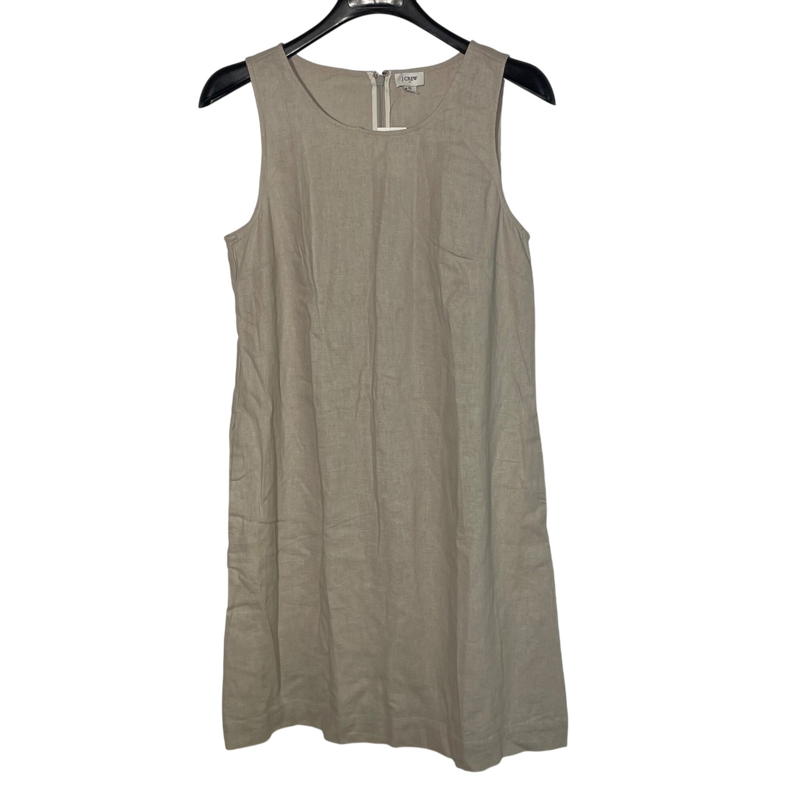 J. Crew Factory Linen-Blend Shift Mini Dress Cream/Tan Sz 6 Minimalist Coastal