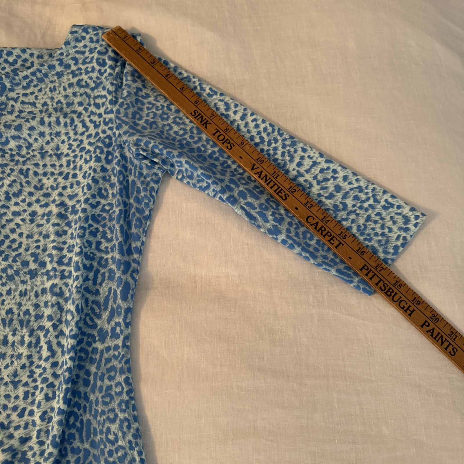 J McLaughlin Blue Leopard Print Ruched Sheath Dress Women’s Medium