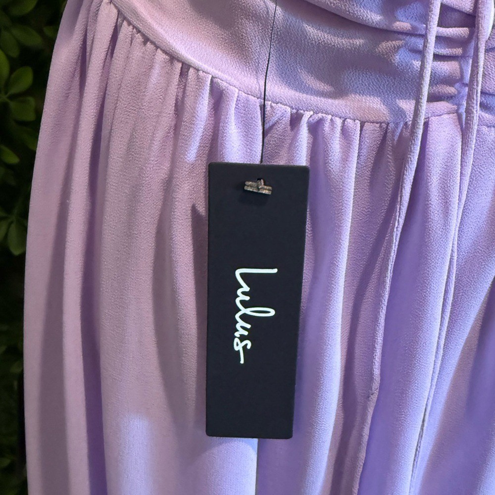 NWT- Soiree Celebration Purple Ruffled Lace-Up Dress