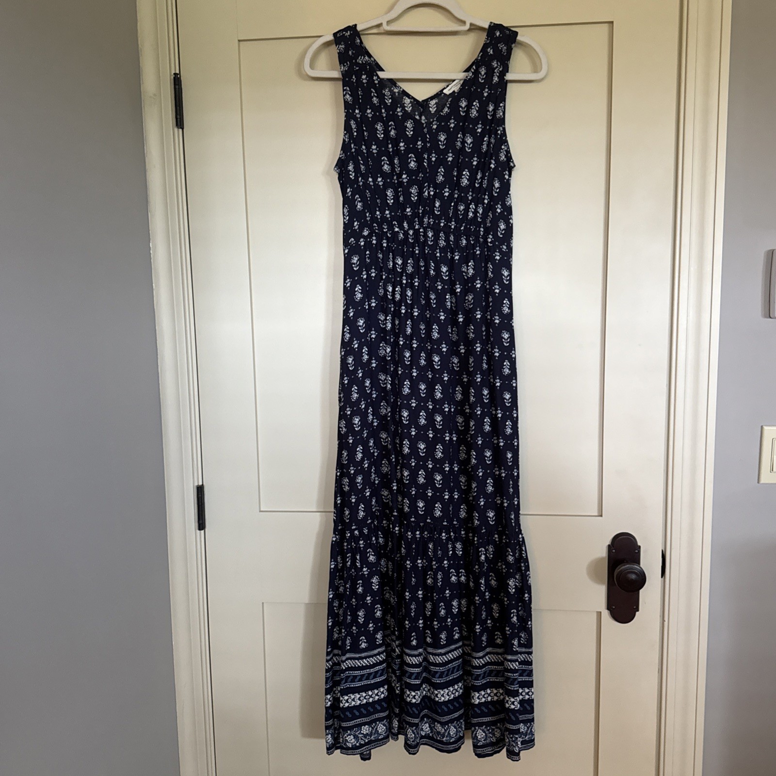 BeachLunchLounge Women’s Maxi Dress XS with pockets (Navy/White)
