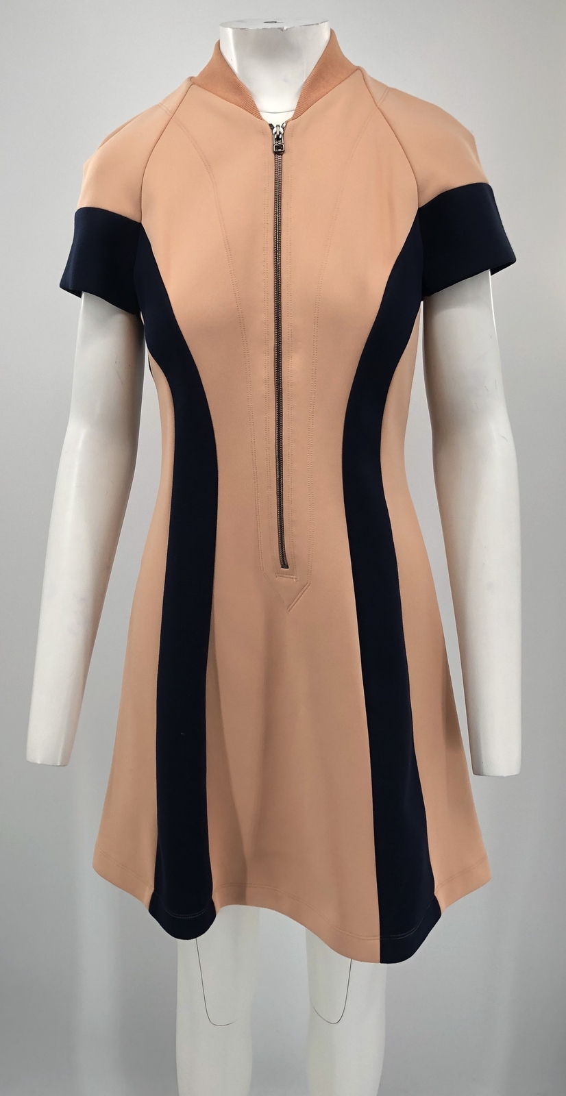 Cedric Charlier Peach/Navy Colorblock Short Sleeve Zip Sport Dress sz 8 NWD