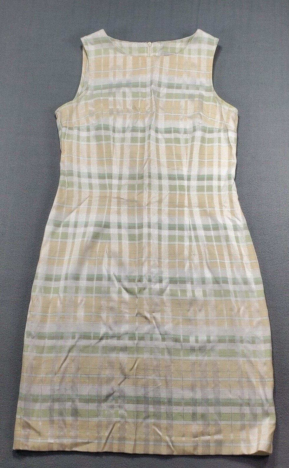Bentley Summer Dress Rayon Blend Womens Size 8 Sleeveless Plaid Zipper. EUC
