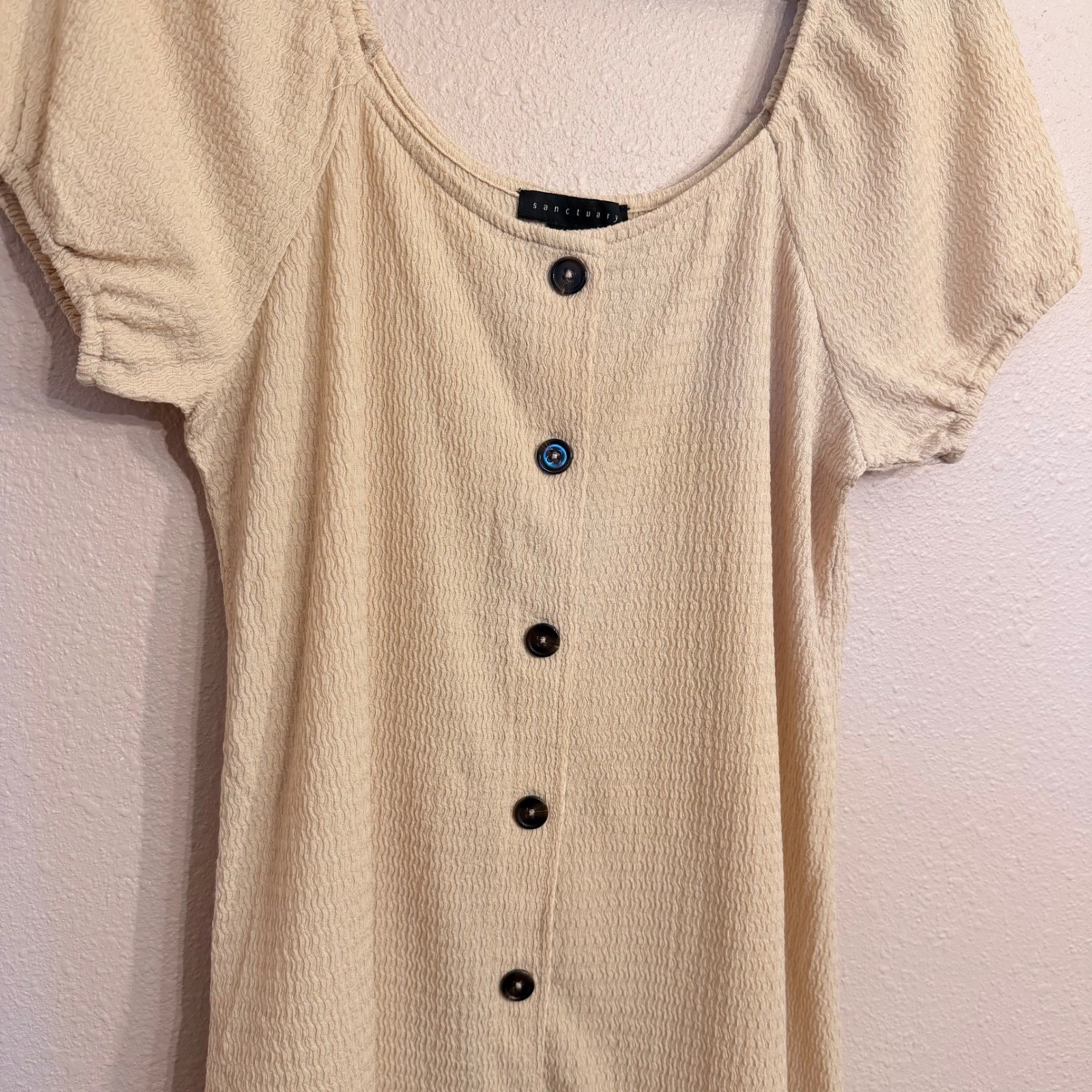 Sanctuary Womens Cream Textured Button Front Mini Dress CD1697NC1 Size M