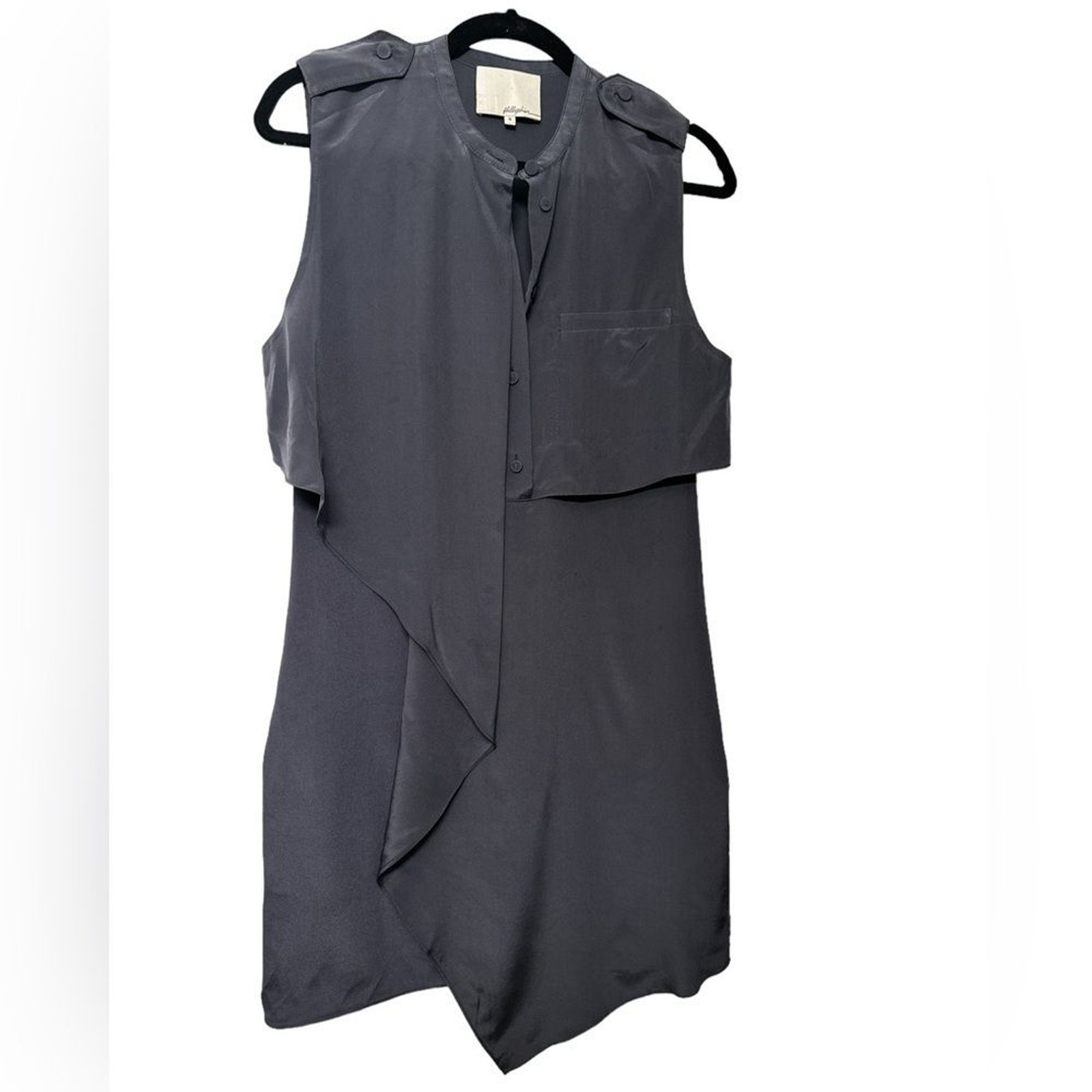 3.1 PHILLIP LIM SILK SLEEVELESS DRAPING WATERFALL SHEATH SHIFT DRESS 6