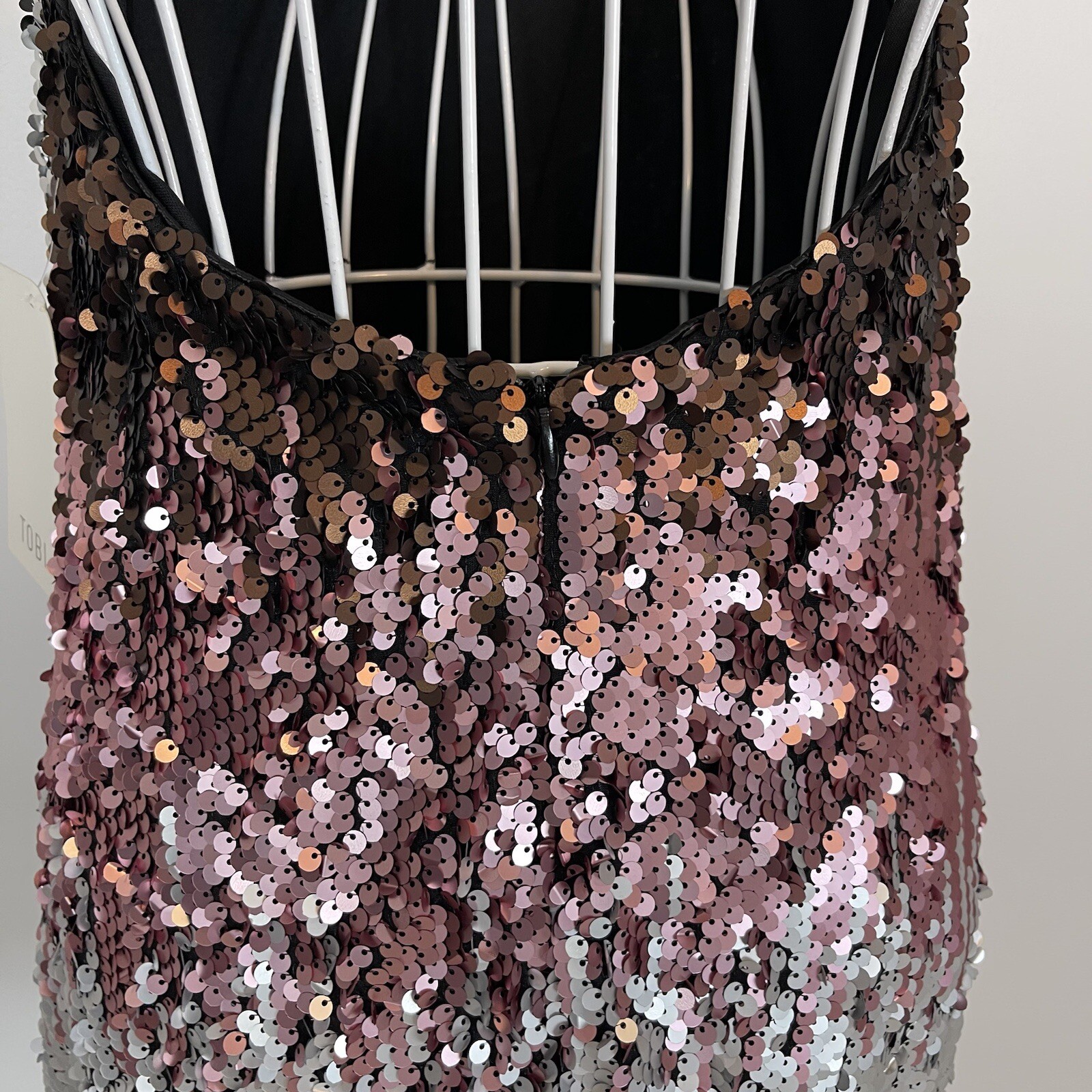 NWT Tobi Till Sundown Halter Sequin Ombre Dress mini A-line backless holiday S
