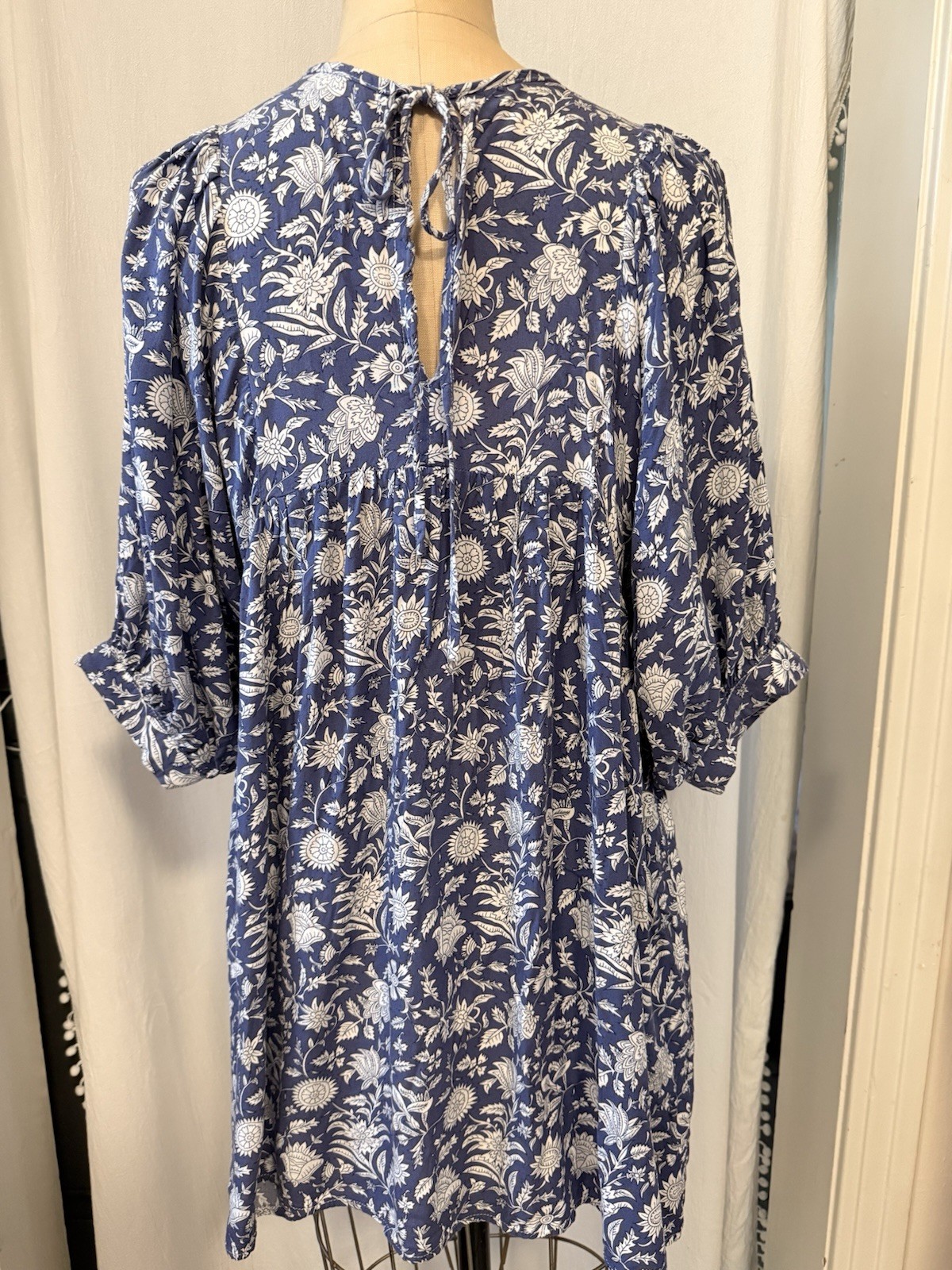 Cupshe, Boho Baby Doll Dress, Cornflower Blue Print, sz S