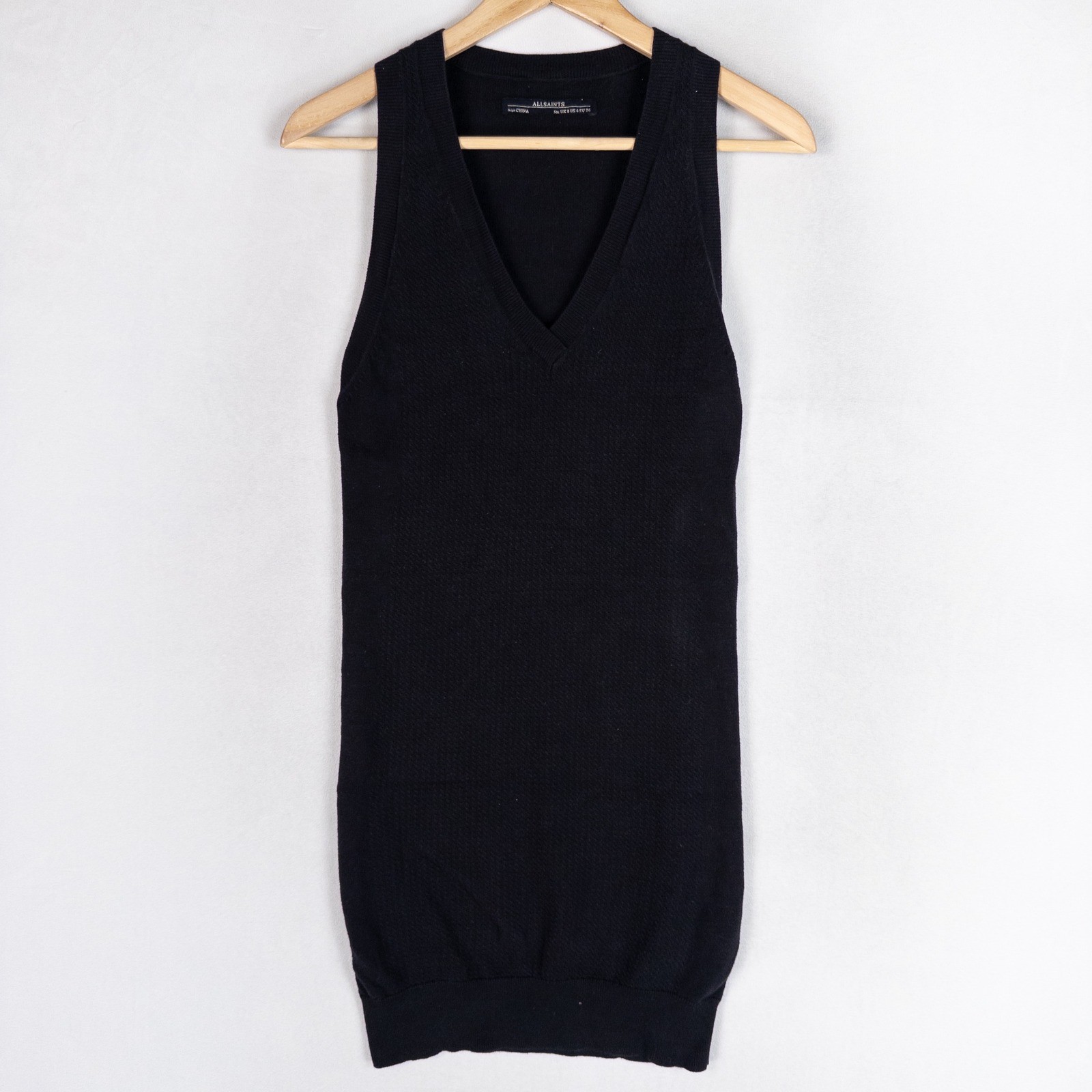 ALLSAINTS Womens Gora Vest Dress US 4 Black Sweater Sleeveless V Neck Minimalist