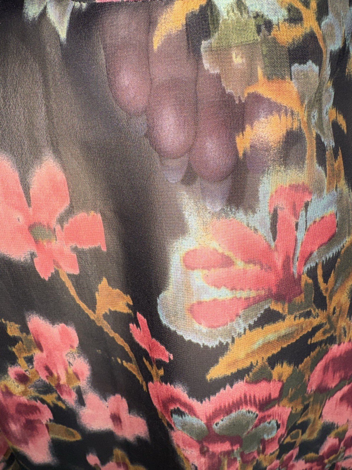 Maia Womens Size 14 Sheer Floral Chiffon Shirt Dress Button Front Ruffle Hem