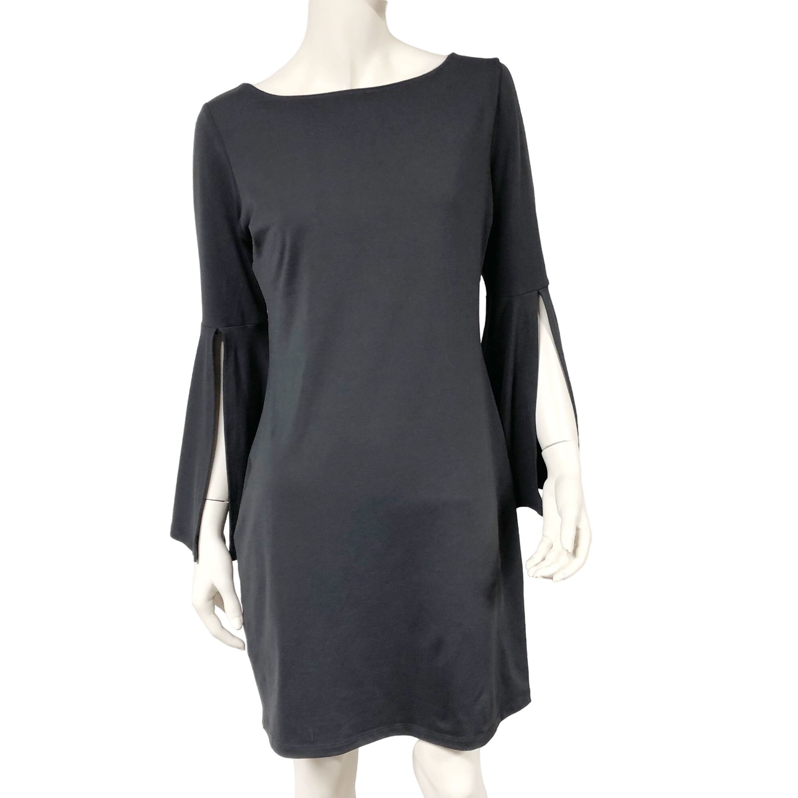 Susana Monaco Arabella Split Bell Sleeve Mini Dress Onyx NWT Womens Size L Large
