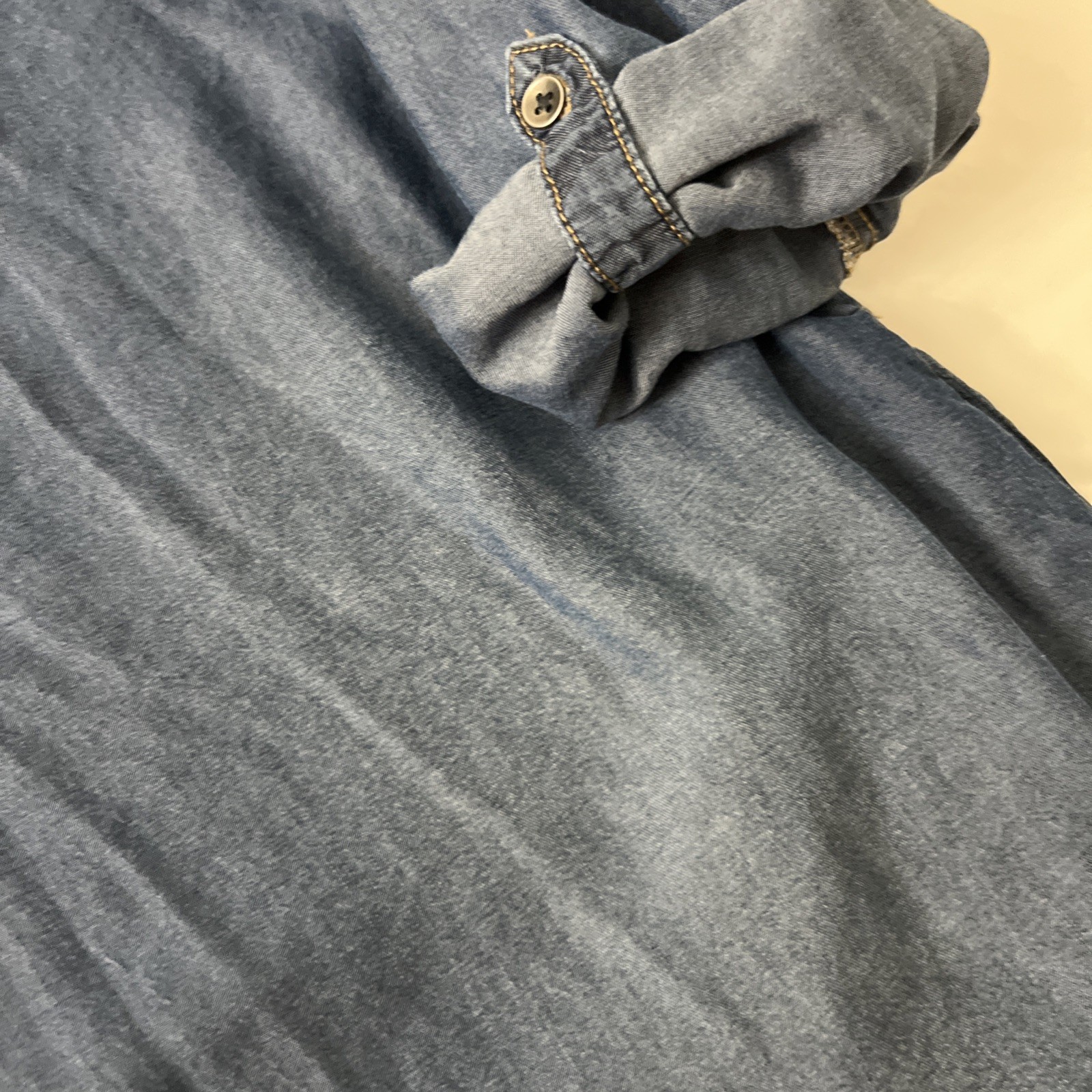 Time and Tru Blue Chambray Tunic Dress – 12-14 Lyocell Boho Casual Denim Style