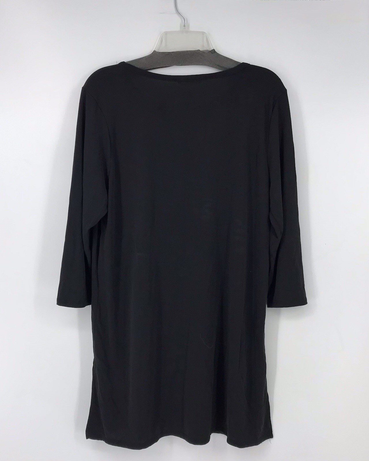 Jade By Jane Womens Shift Tunic Dress Size Large Black Stretch 3/4 Sleeve