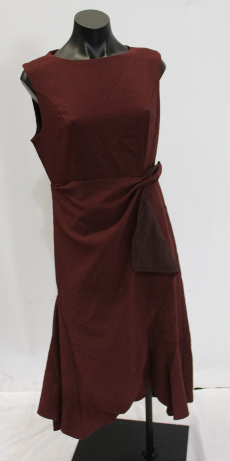 Fehaute Women’s Sleeveless Elegant Waist Twist Midi Dress BE5 Red Brown Size 8