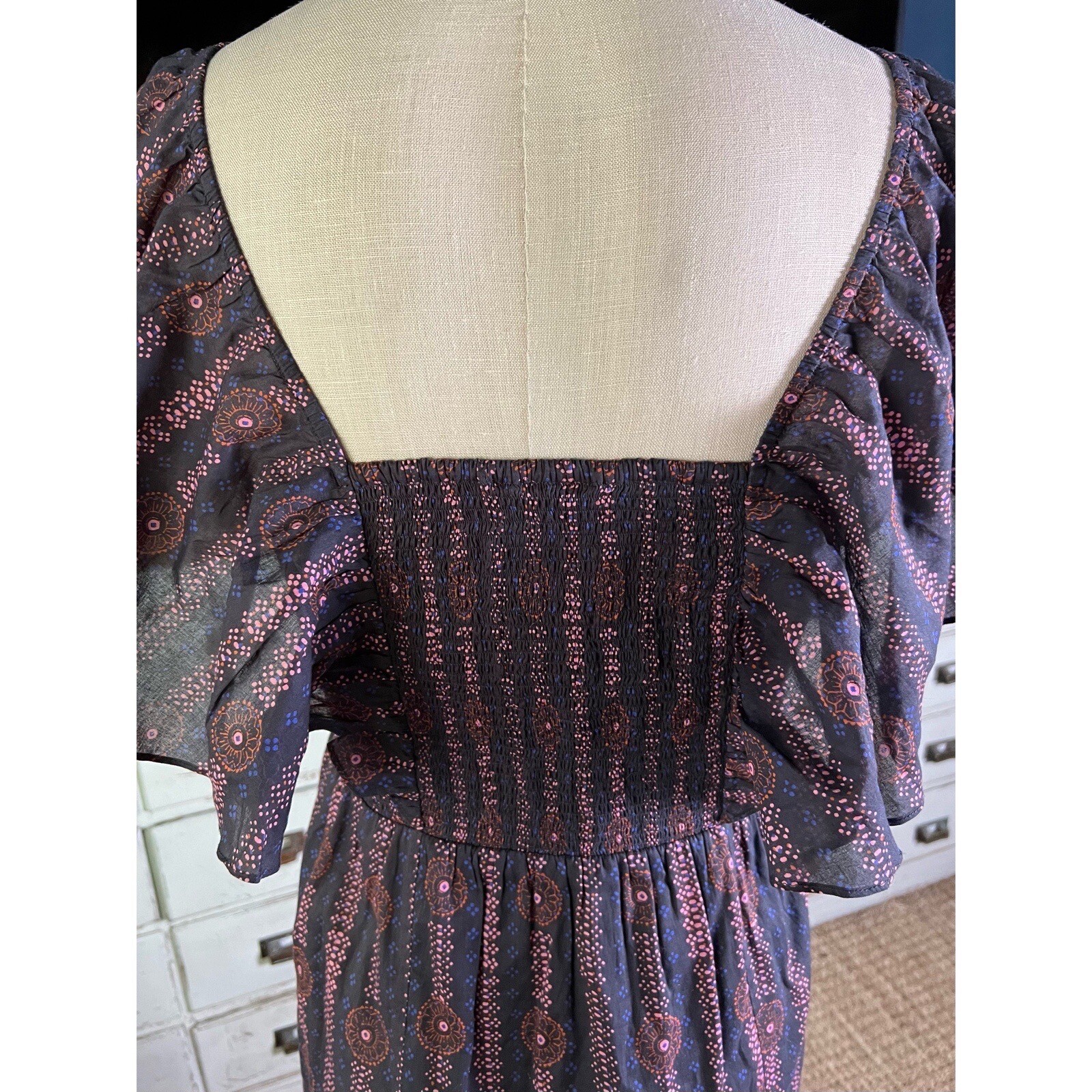 New $475 Figue Estelle Striped Floral Midi Dress XL