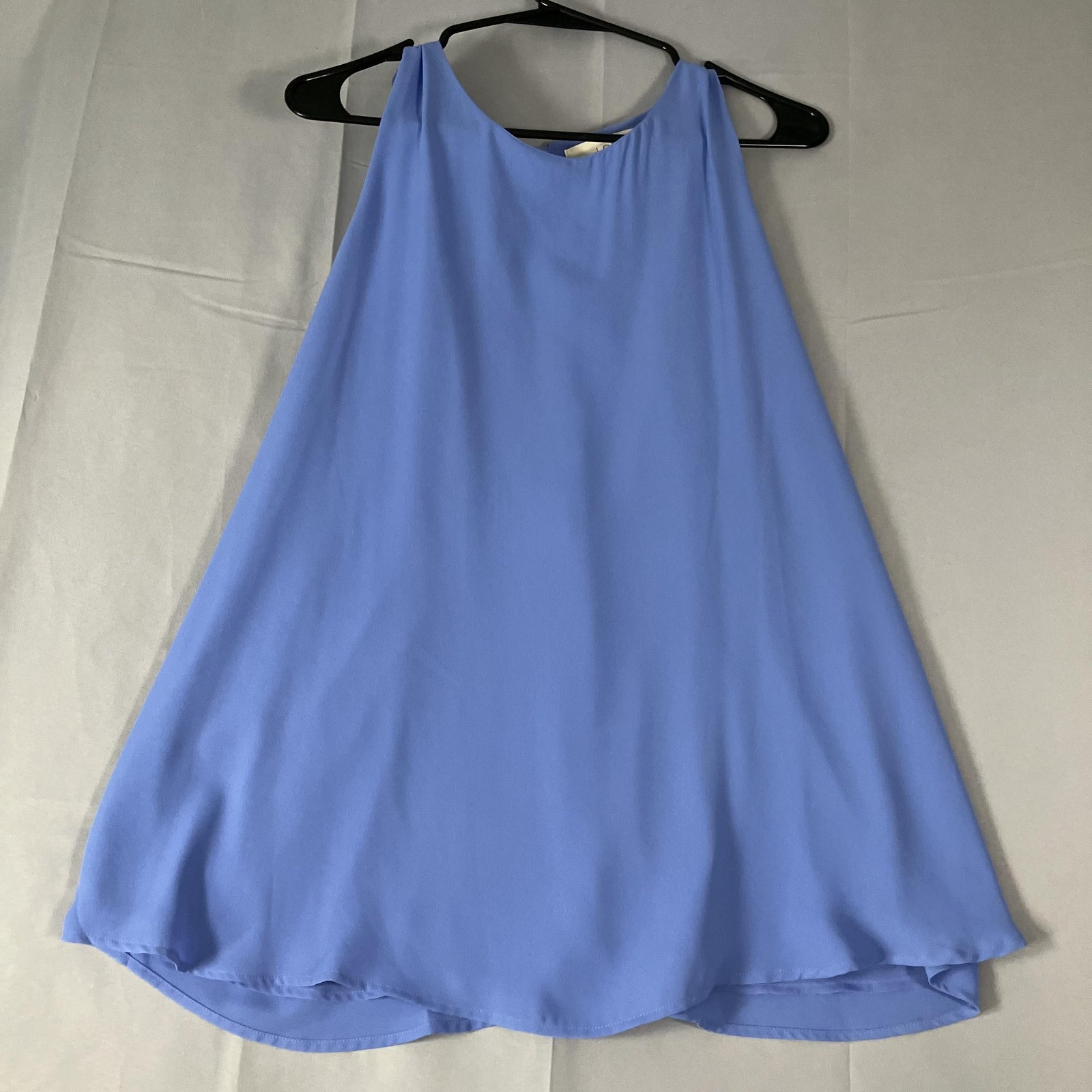 LOFT Tank Dress Womens Large Blue Ruffle Back Sleeveless Shift Mini Party Flowy