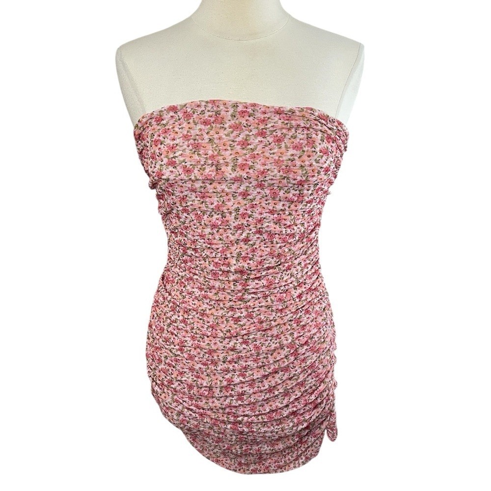 MISCREANTS x REVOLVE Cupid Ruched Mini Dress in Dusty Rose Ditsy Floral