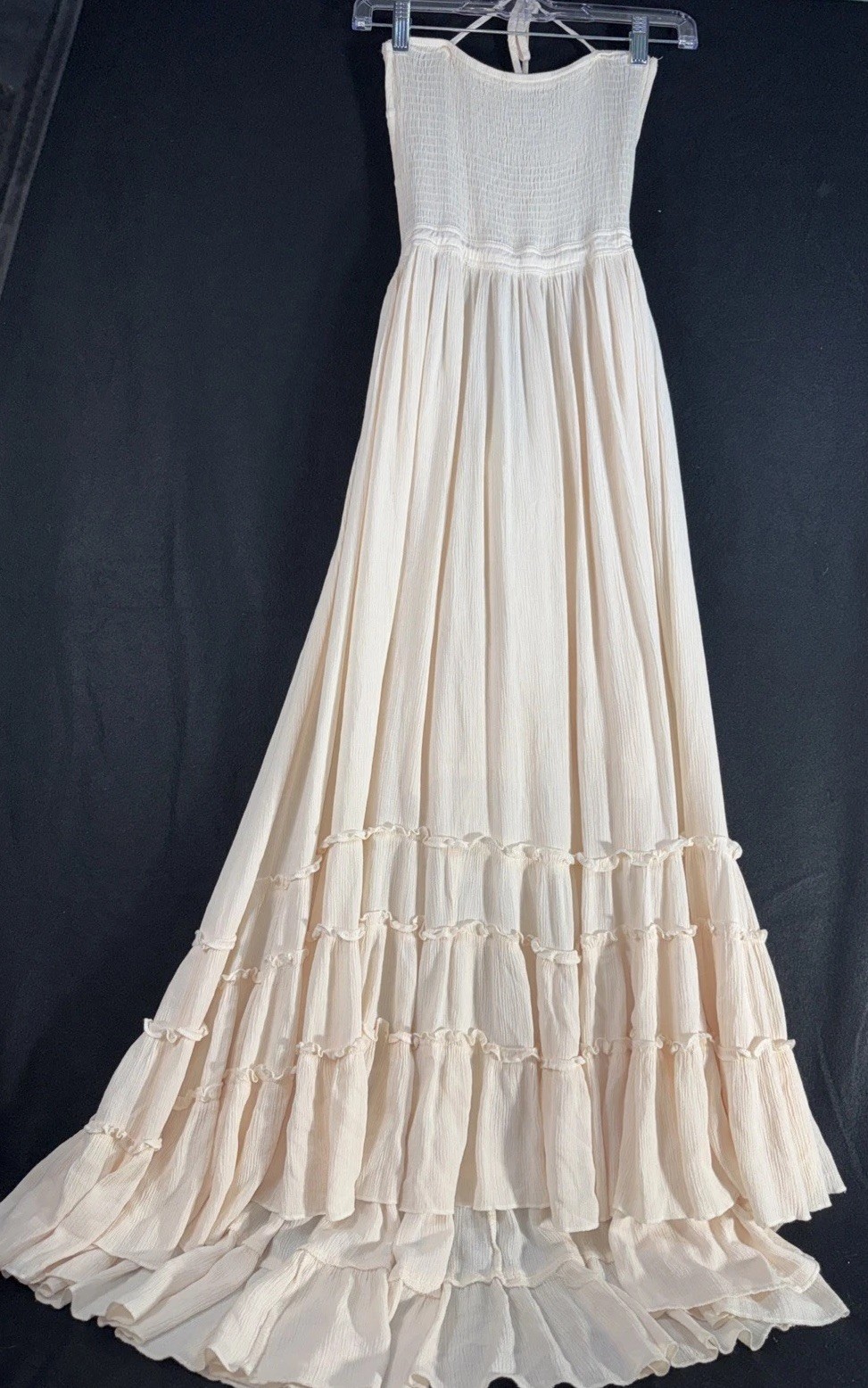R Vivimos Womens Maxi Dress Backless Smocked Size S Resort Goddess Boho Vacation