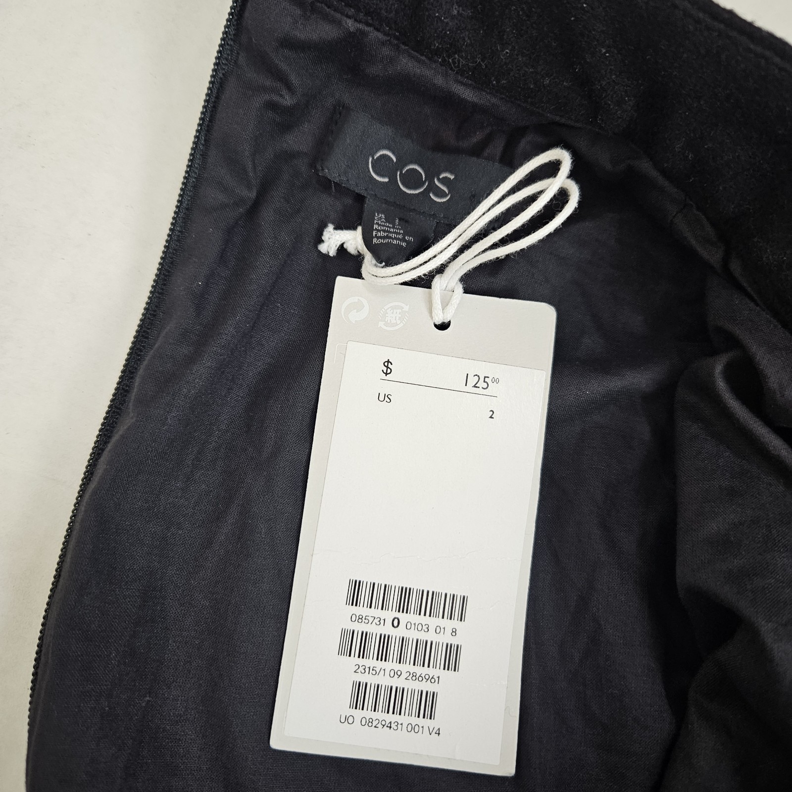 COS High-Neck Fitted-Waist Work Dress in Black Size 2 New