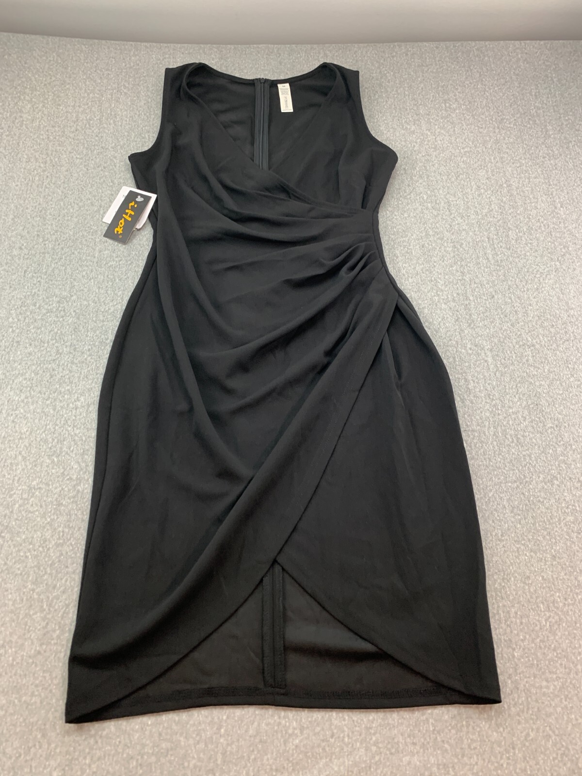 iHot Drape Bodycon Sheath Dress Womens Size Medium Black Slimming Classic Sexy