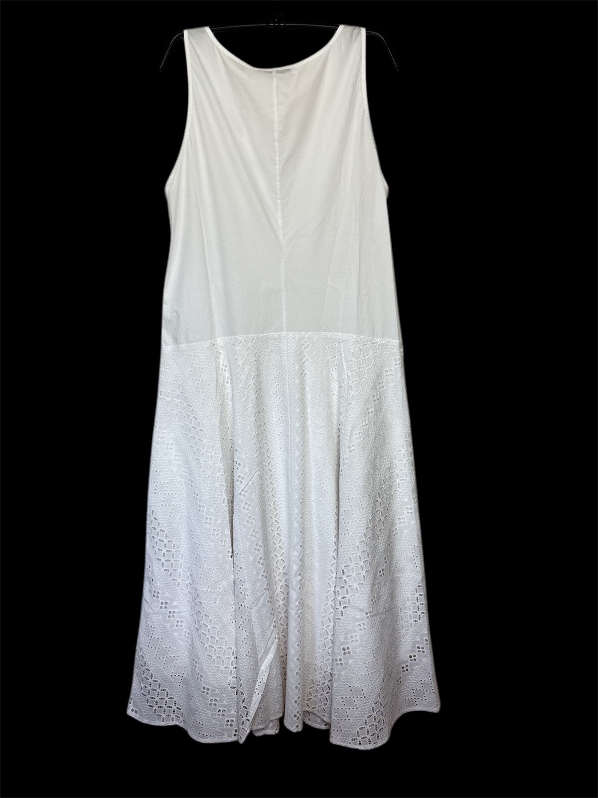 Thakoon white Eyelet Combo Trapeze long Dress Size 2 NWT smocked waist summer