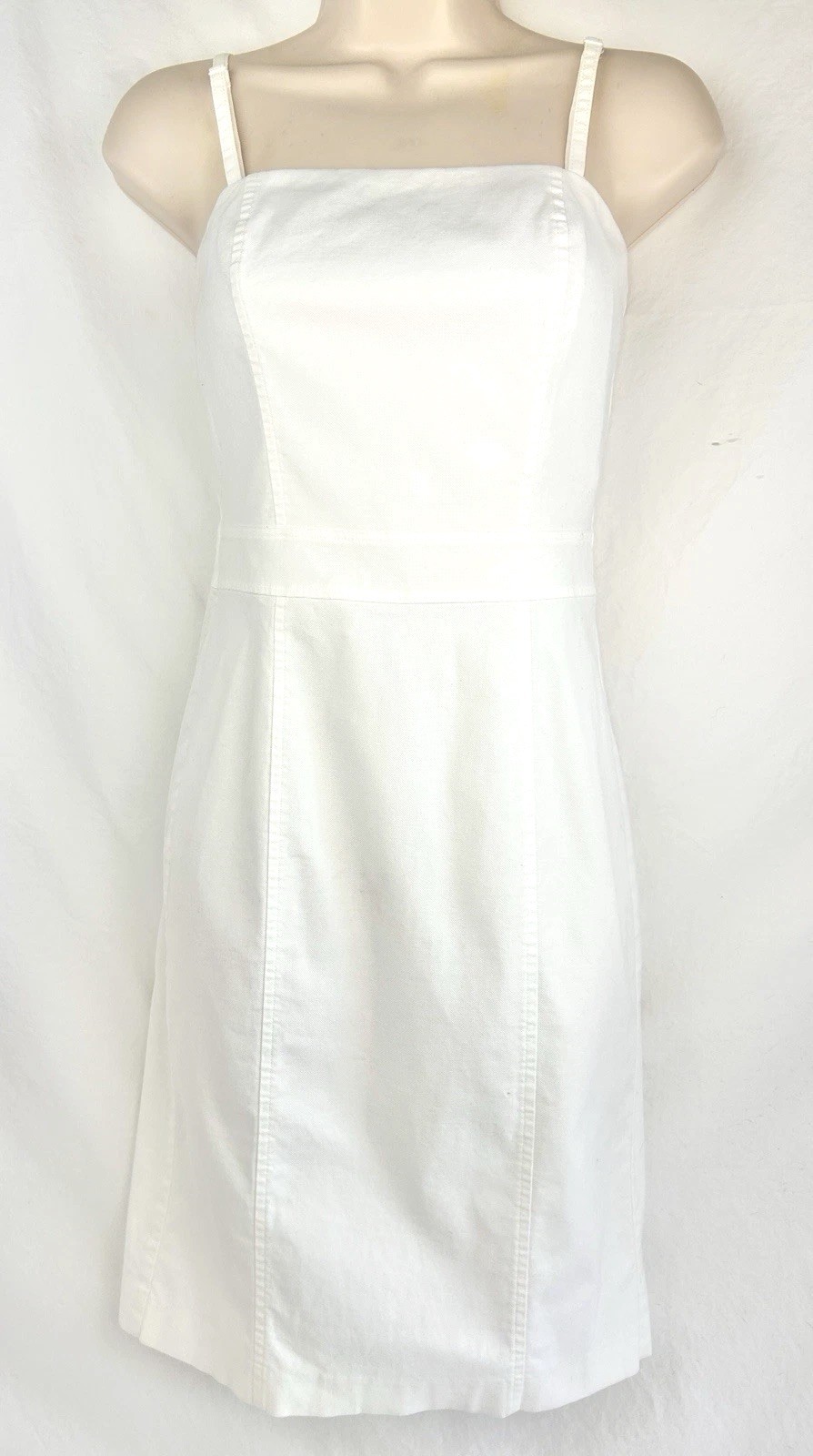 Express Stretch White Sheath Dress Size 1/2 Removable Straps Stretch Bodycon
