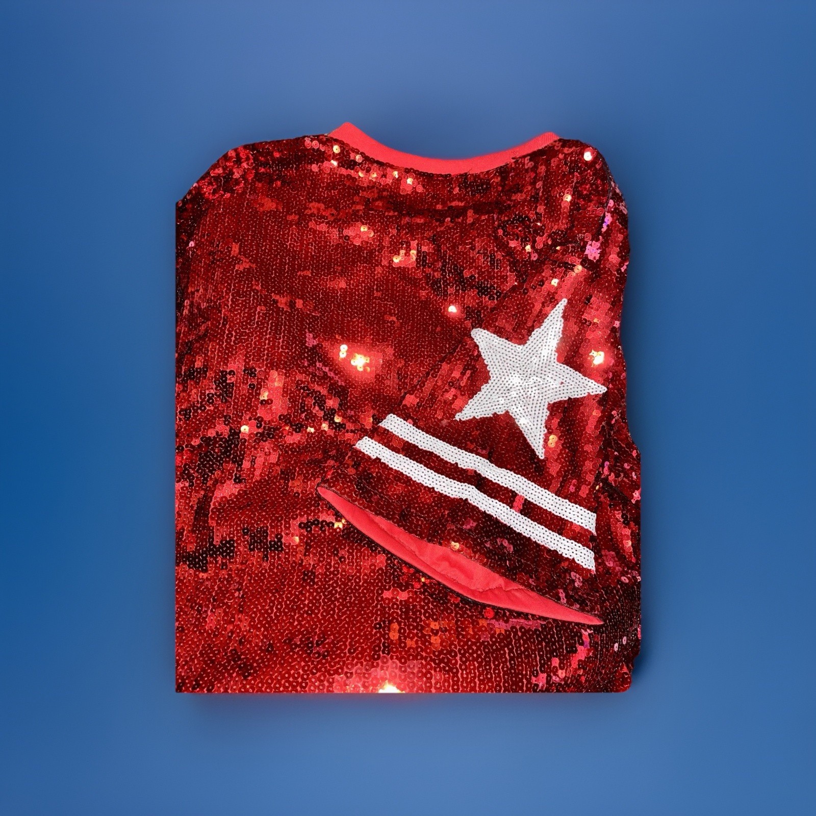 ROCKSTAR ORIG Game Day Red Sequin Mini Dress Football Jersey Oversized Sz OS