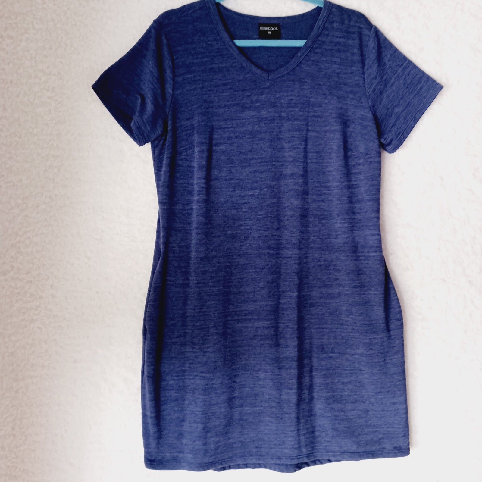 Dress 32 Cool Shift Knee Purple Black Tweed Pockets V-Neck Short Sleeves Size L