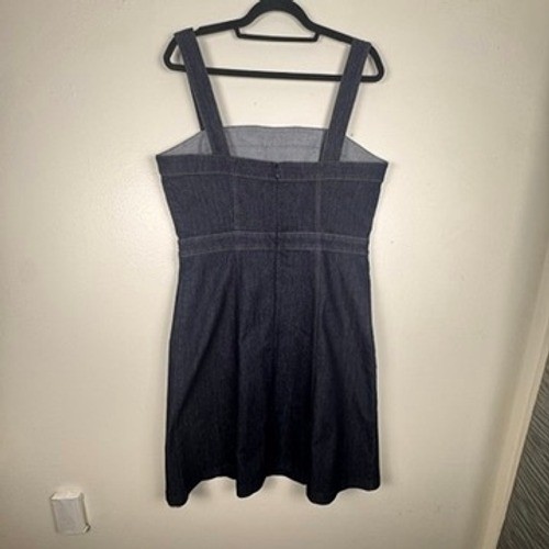 Ann Taylor Factory Denim Sheath Dress Dark Indigo Blue Square Neck NWT Size 12