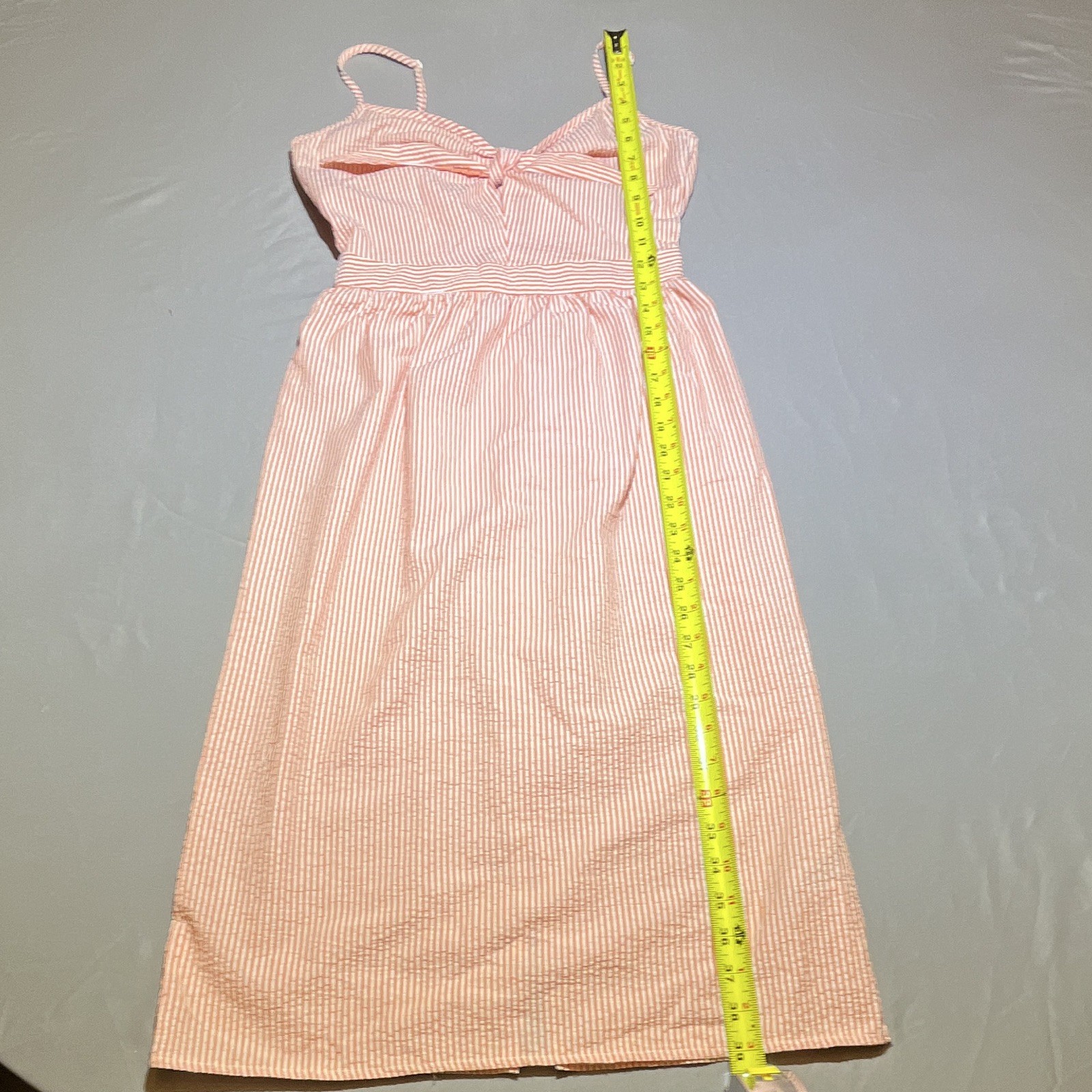 Miss Selfridge Orange/White Striped Bow Tie Front Strappy V-Neck Midi Dress 4