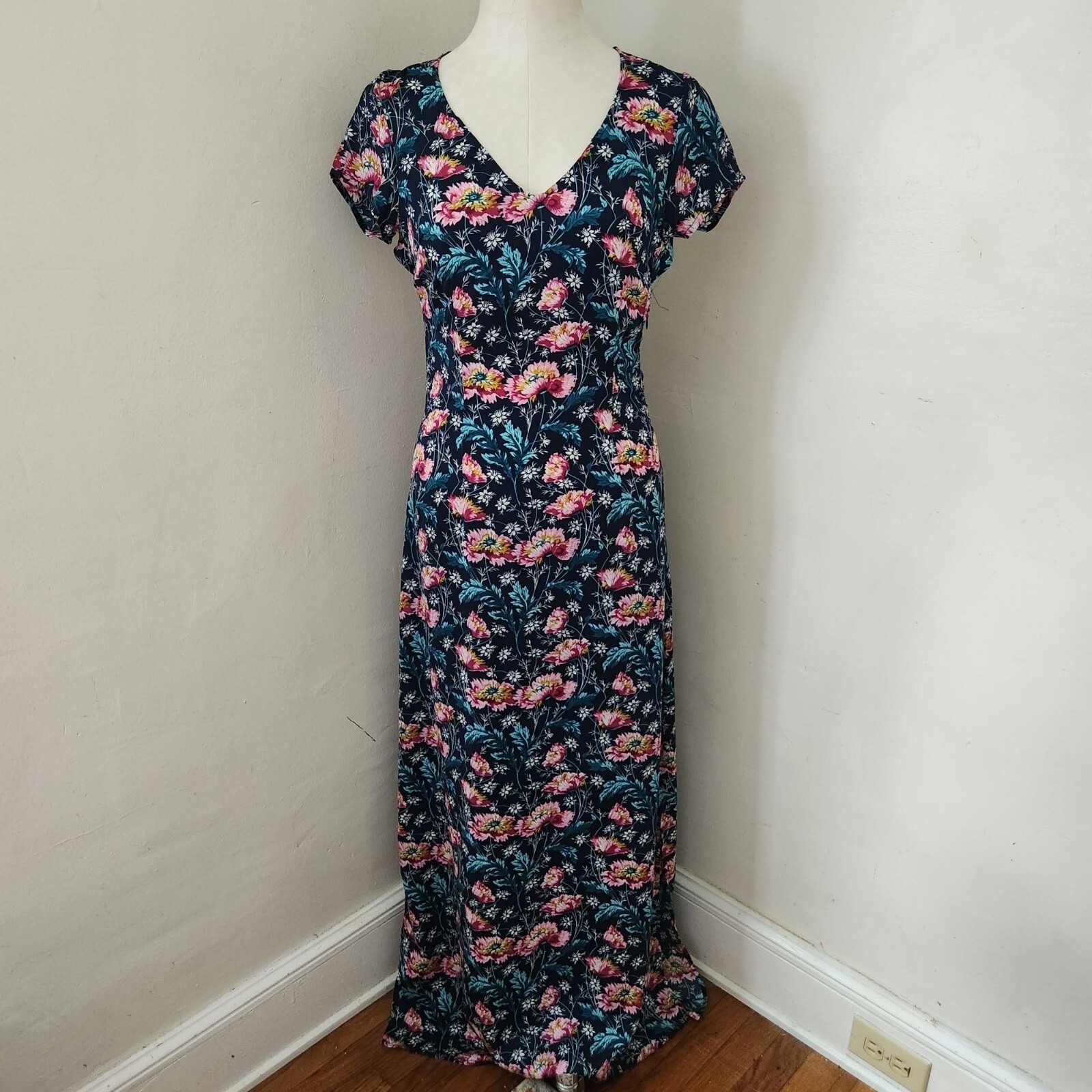 TOBI Blue Floral Open Back Dress Women’s Size Small