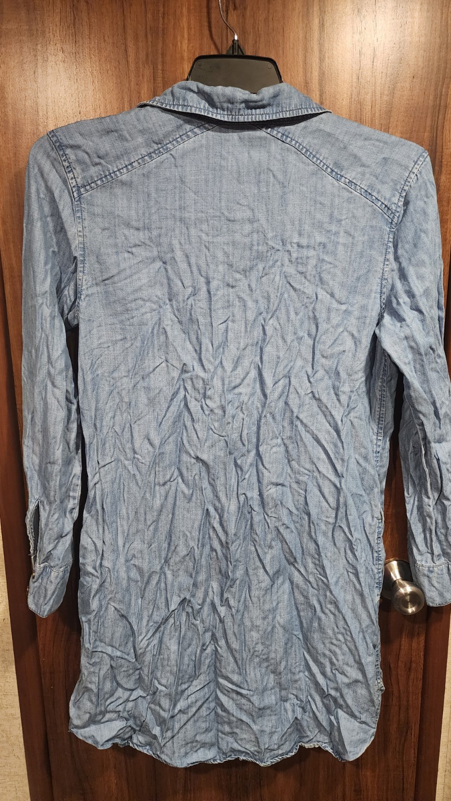 Philosophy 100% Tencel Lyocell Chambray Blue Denim Shirt Dress Tunic Sm Pockets