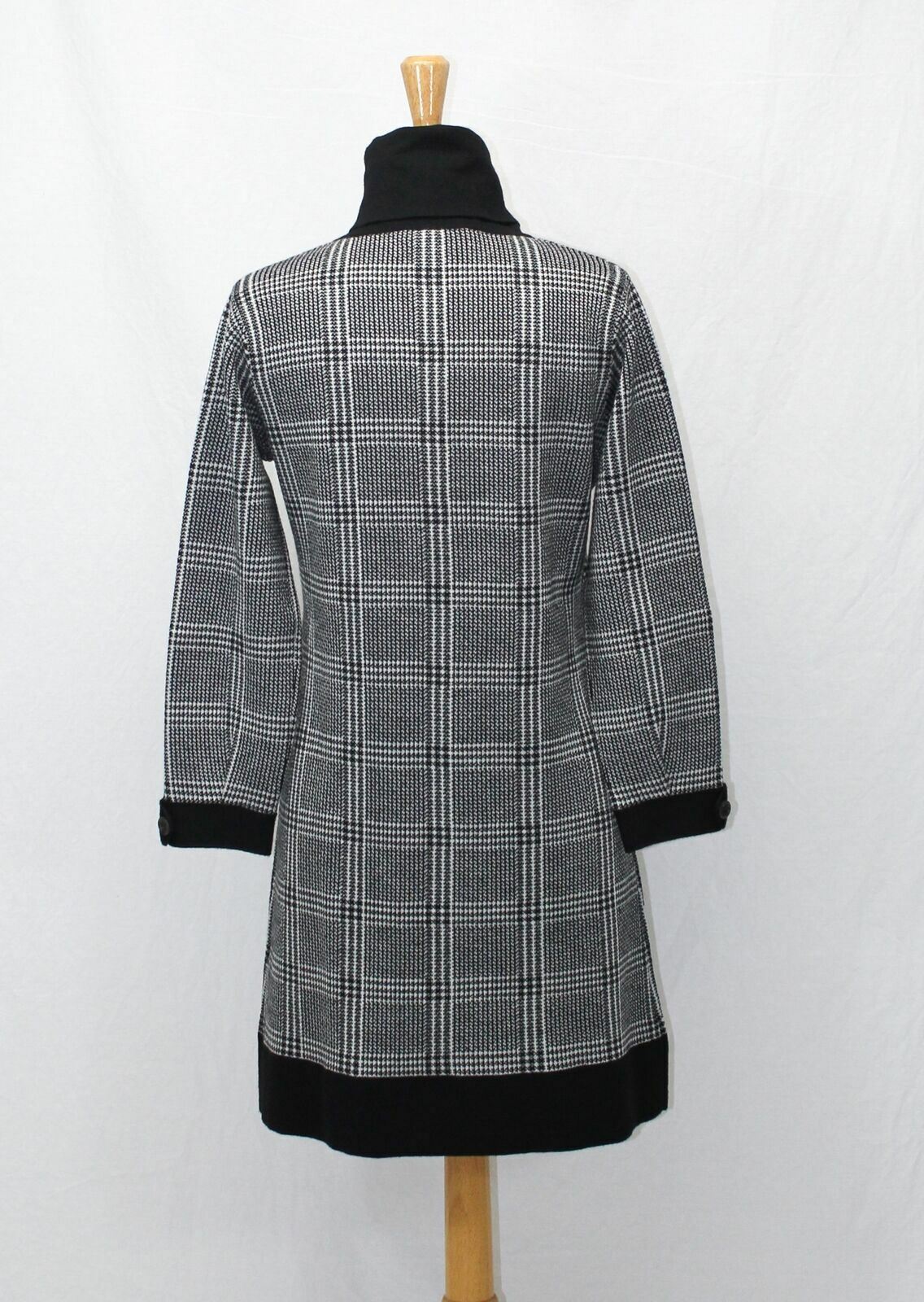 Peter Millar Black White Wool Plaid Turtleneck Sweater Dress Size M