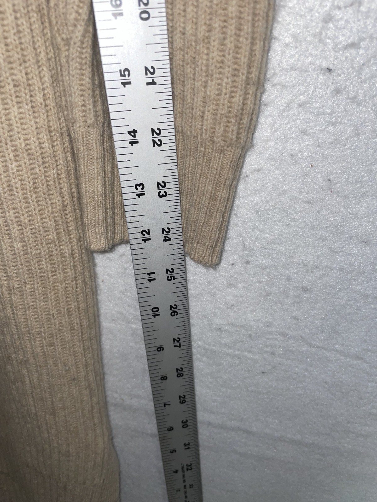 Madewell 100% Merino Wool Cowl Neck Tunic Tan Sweater Dress Size S Ribbed Knit