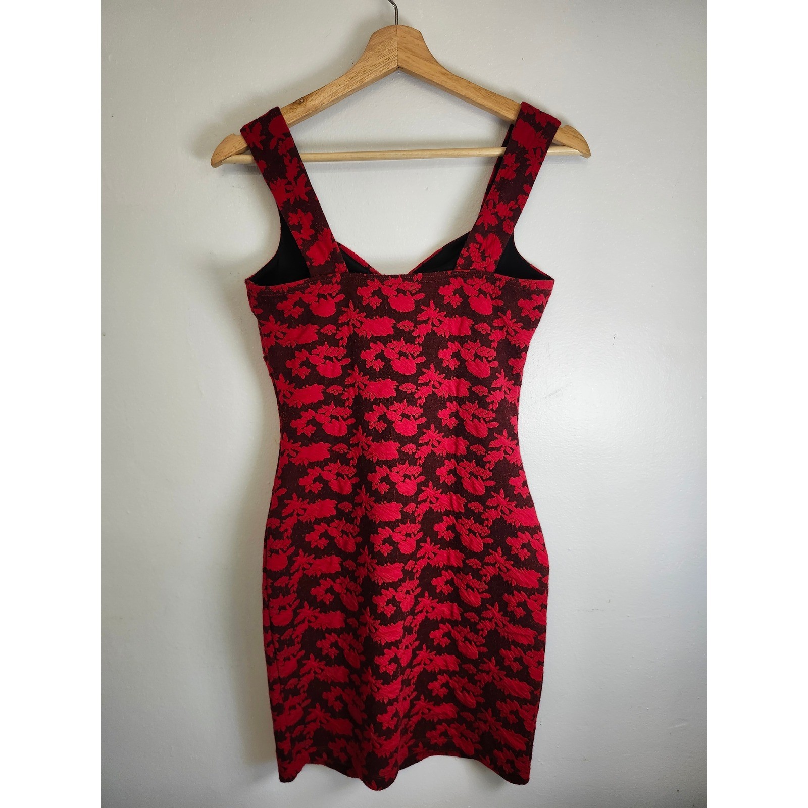 Candie’s Red & Black Floral Twist Front Bodycon Dress Size Small Y2K Party Goth