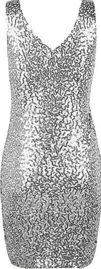 PrettyGuide Women’s Sequin Cocktail Dress V Neck Bodycon Glitter Party Dress L