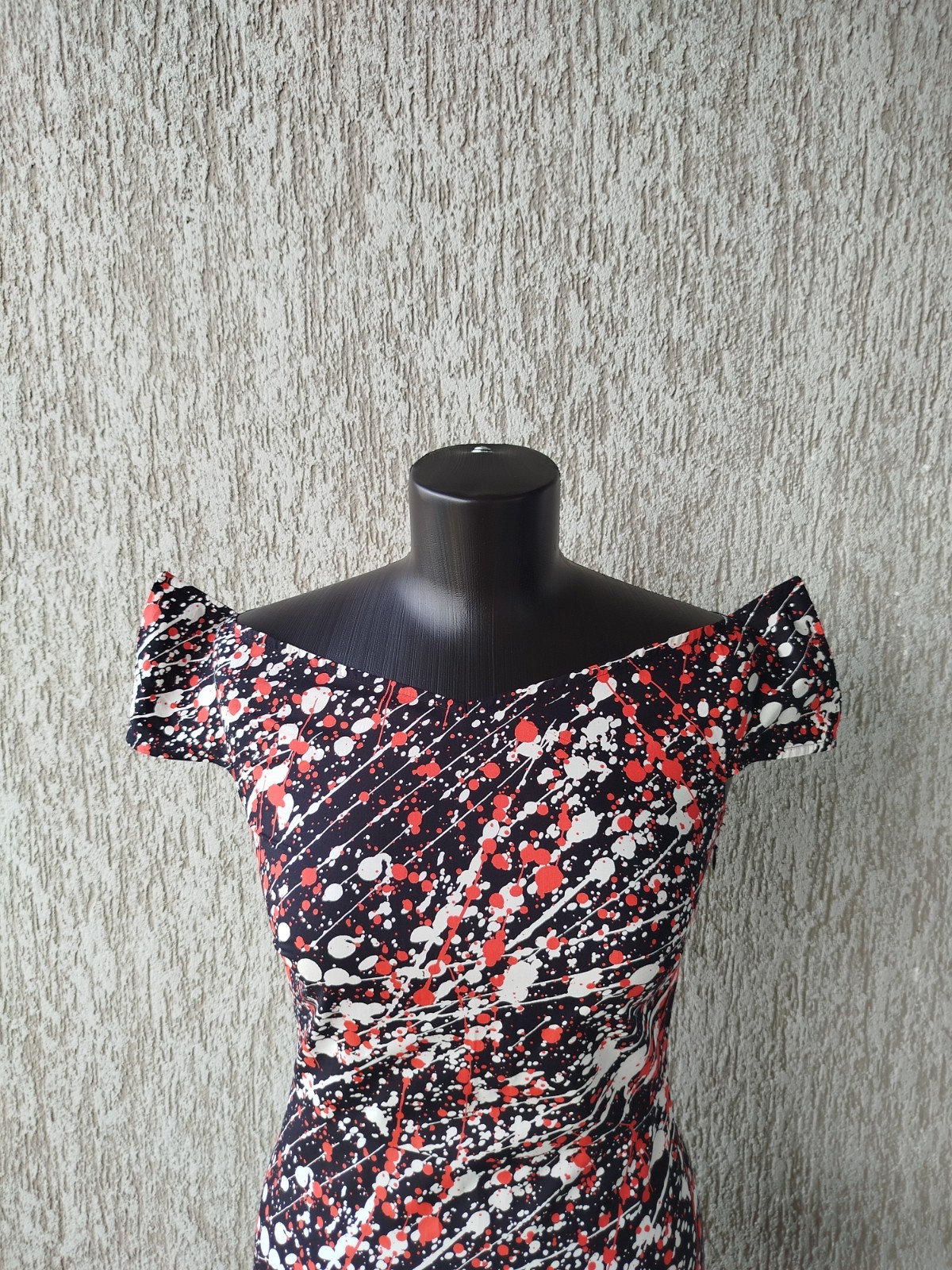 Agnes B Dress Sleeveless Zip Blots Asymmetric 100% Cotton France Size 36/S