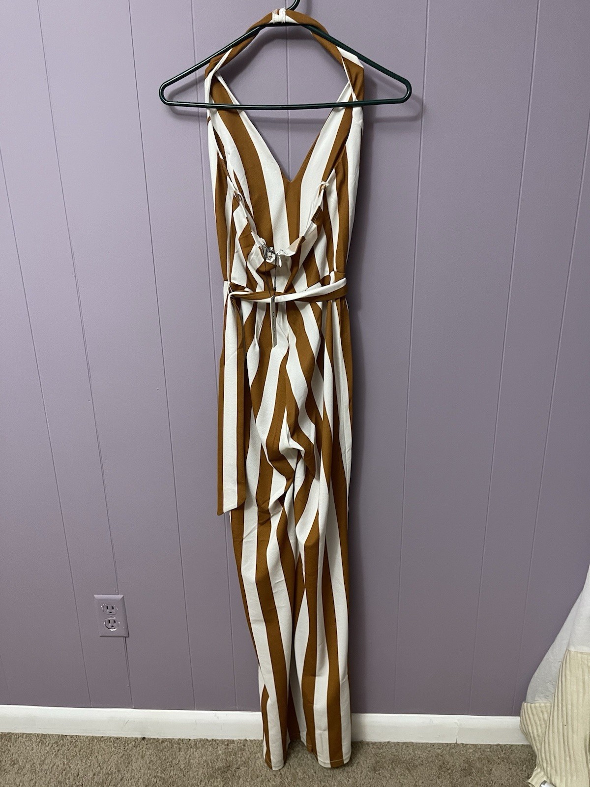 Backless Pantsuit with Sling Neck. Size Small.