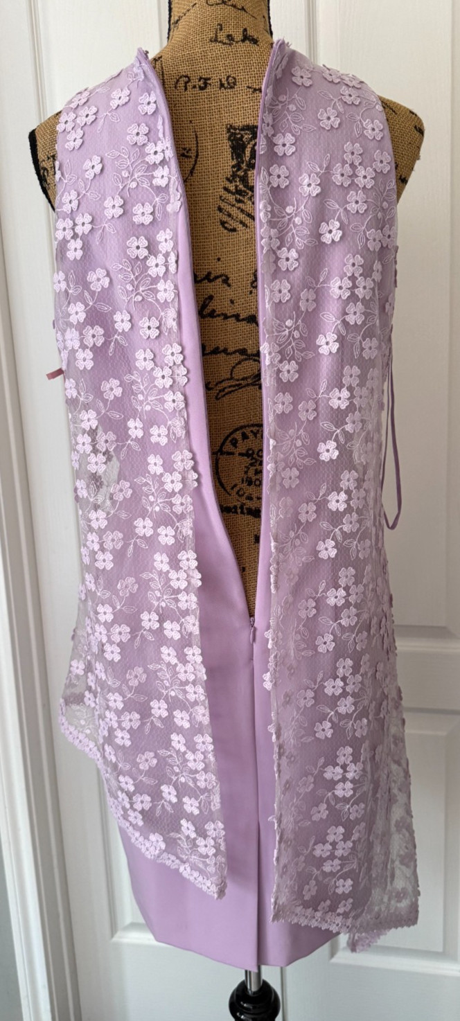 Alex Marie Cocktail Dress Lilac Purple Embroidered Lace Overlay Floral Party 6