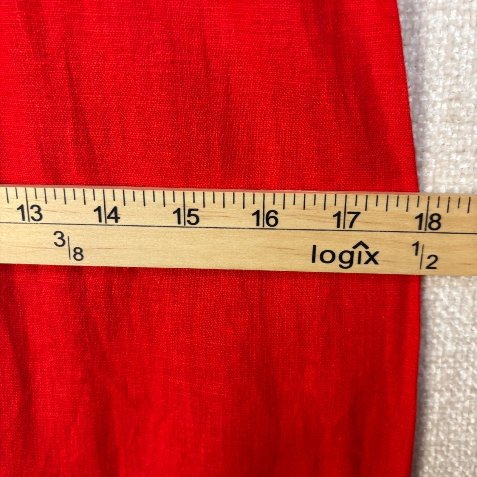 Coldwater Creek Size P8 Red Linen Blend Embroidered Beaded Sheath Midi Dress