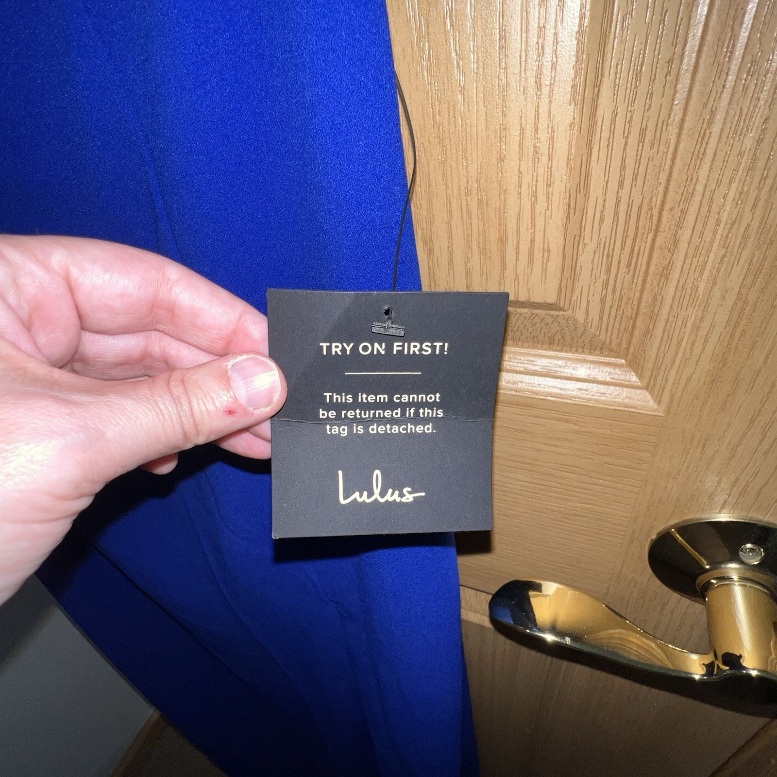 Lulus Extravagant Persona Blue Strapless Cutout Column Maxi Dress Large NWT