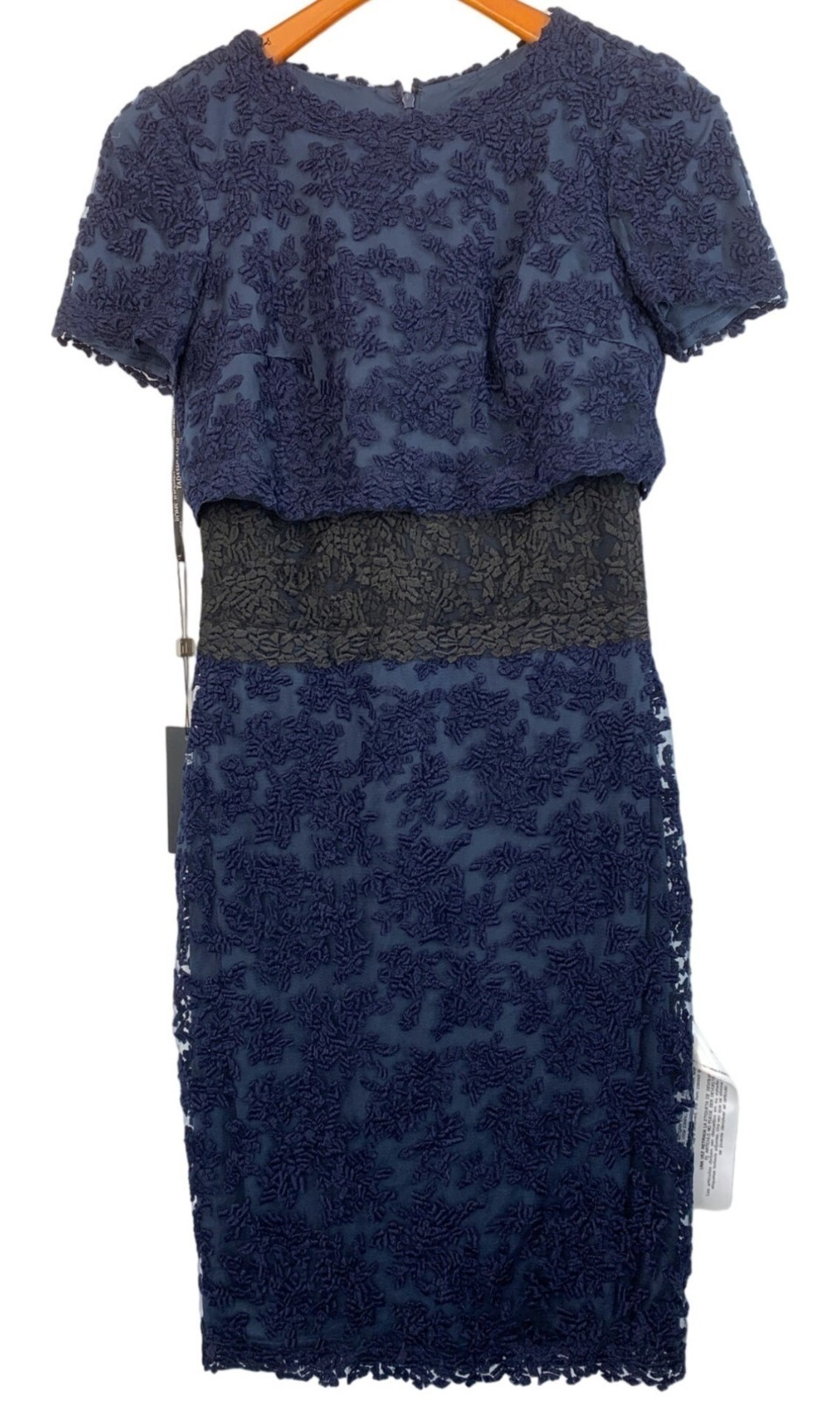 NWT Tadashi Shoji Mesh Lacy Overlay Pencil Dress Size 6 S Stretch RDD10676
