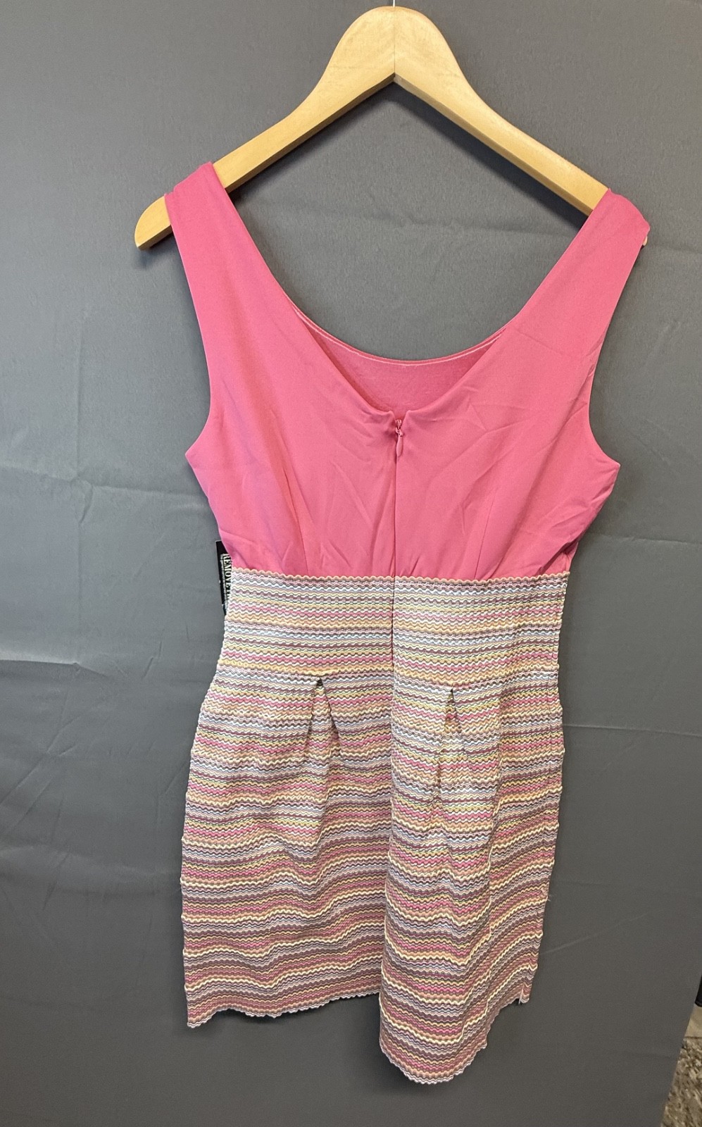 NWT New York & Company Pink & Multicolor Textured Zig Zag Mini Fit & Flare Dress