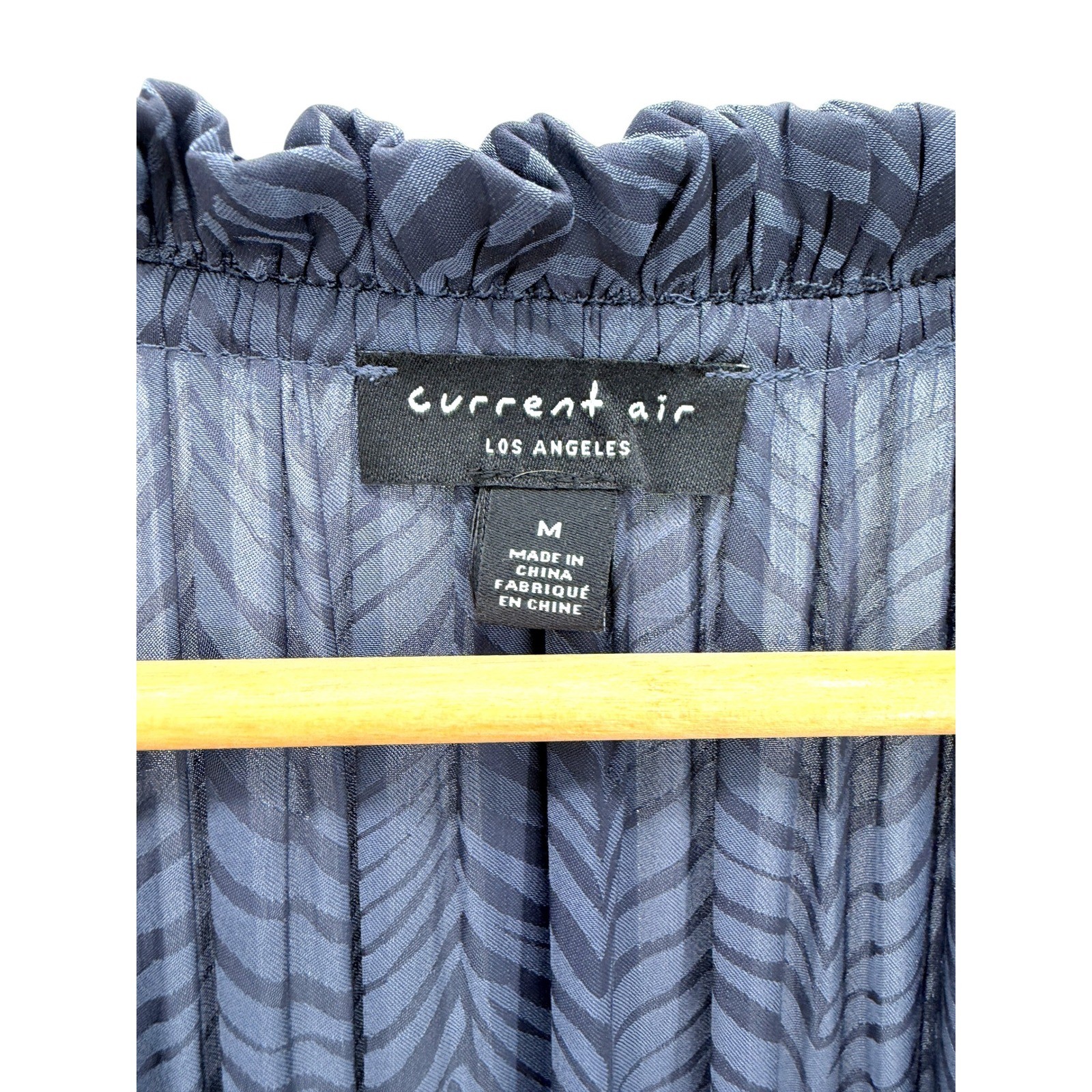 Current Air Aurelie Pleated Mini Dress M Slate Blue Zebra Drop Waist Smocked