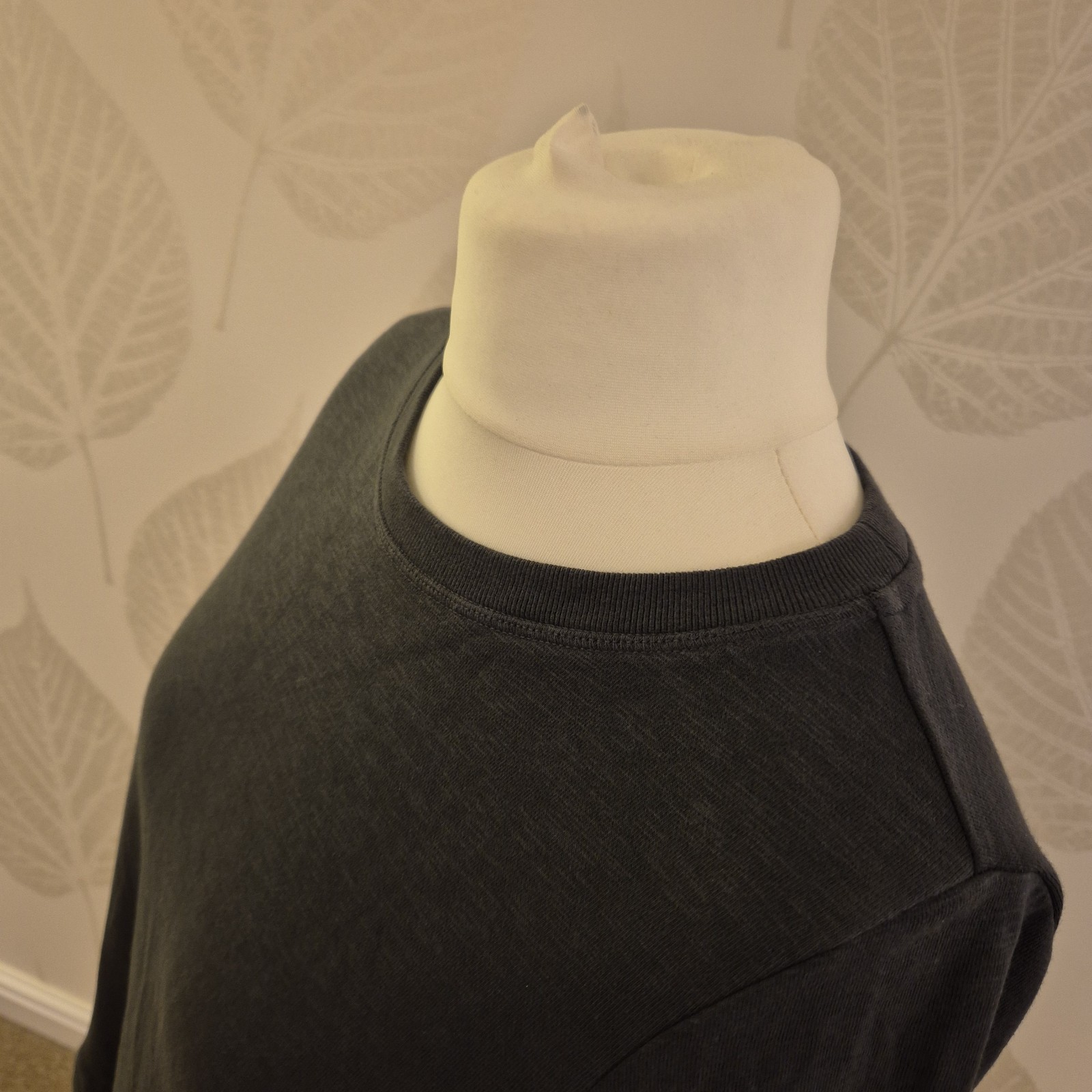 Oliver Bonas Size 12 Dark Grey Casual Mini Dress Comfy Winter Spring 3/4 Sleeve