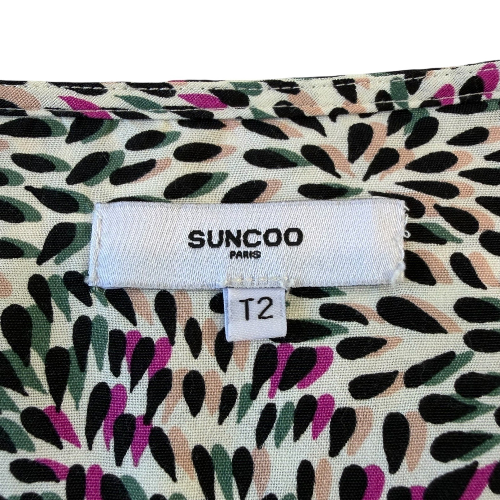 Suncoo Paris Robe Cleo Abstract Leaf Print Wrap Midi Dress Multicolor T2/Medium