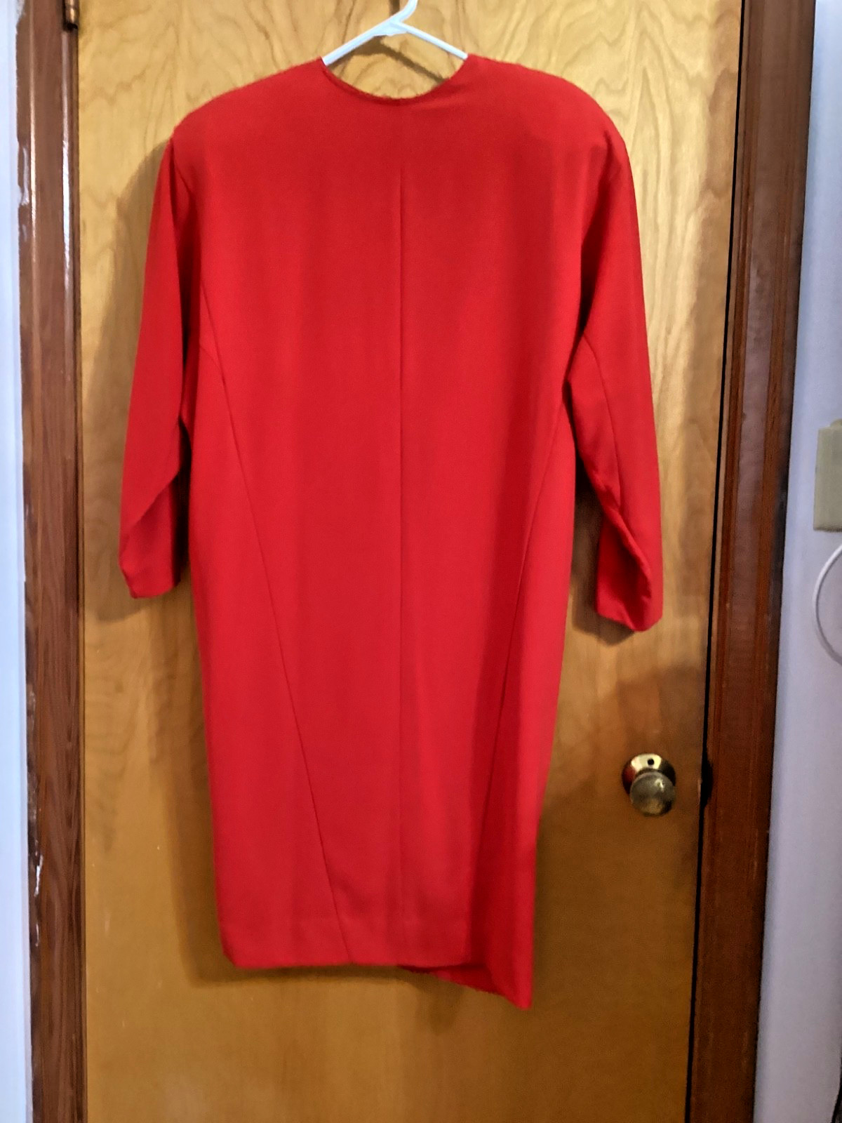 VTG LIZ CLAIBORNE Womens Polyester Long Slv Shoulder Pad Back Vent RED Dress S 6