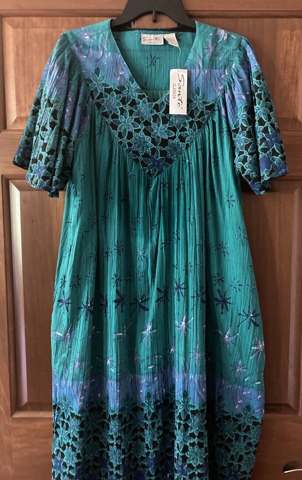 Sante Classics Kaftan sz M 100% cotton Gauzy Made in India 2 pockets pullover