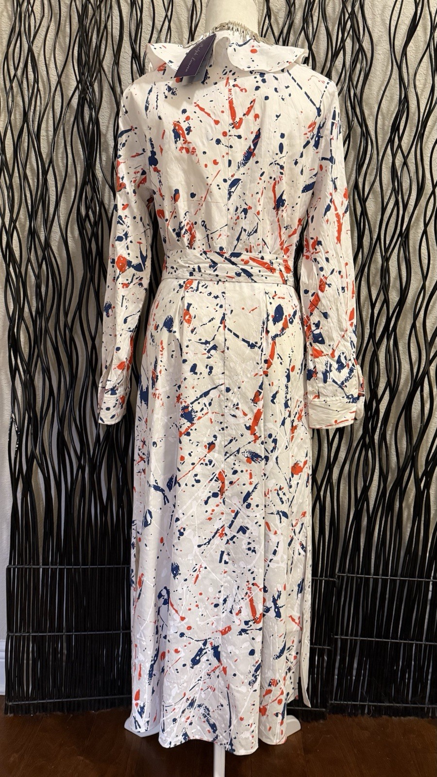 NWT $2790 RALPH LAUREN Collection Anakin Stretch Linen Paint Day Dress Sz 10